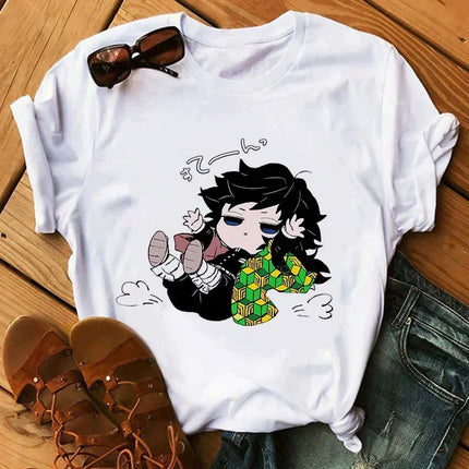 Kimetsu No Yaiba Kamado Nezuko Graphic Print T-shirt Women Harajuku Aesthetic White Tops Tshirt 2021 Japan Style Female T Shirt