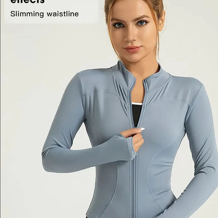 Fitness wear long-sleeved female Internet celebrity slimming stand-up collar sports jacket training clothes slimming running