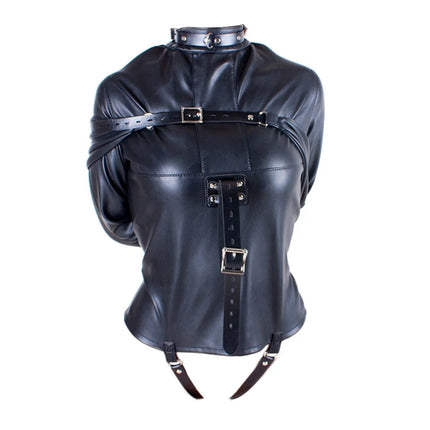 BDSM Sex Bondage Leather Arm Binder Restraint Straitjacket,Cosplay Sexy Costume Slave Binding Straight Jacket Sex Toys For Women