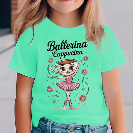 Italian Brainrot Cute Meme T-Shirt for Girls Clothes Ballerina Cappuccino Print Tee Tops Pink Summer Kawaii Outfits Streetwear