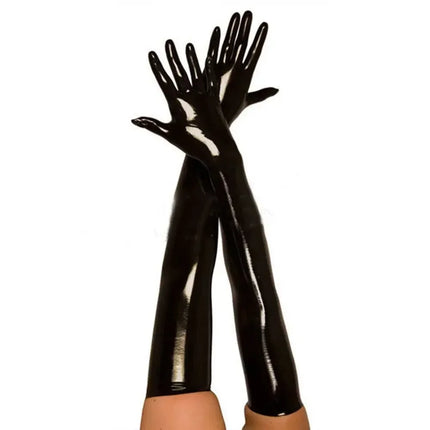 Adult Sexy Long Latex Gloves Black Ladies Hip-pop Fetish Faux Leather Gloves Clubwear Sexy Catsuit Cosplay Costumes Accessory