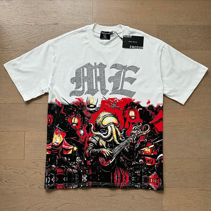 Fashion Brand MIXED EMOTION T-shirts Men Women Couple Streetwear Angel Print Summer Top Tee Round Neck Short Sleeve