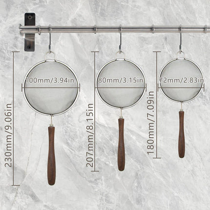 Kitchenism 304 Stainless Steel Mesh Strainer Filter Spoon with Wooden Handle for Filtering Juices Residues Flour Tea