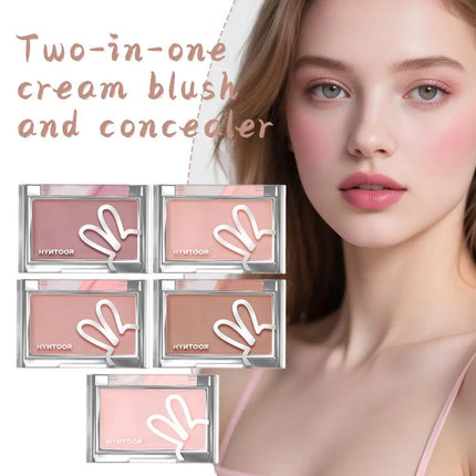 HYNTOOR Two-in-one Cream Blush Concealer Blush Palette Pigmented Long-Lasting Cheek Blush Multiple Shades Natural Flush