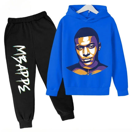 Spring Autumn Children's Hoodie Set Mbappe Print Plus Sweatshirt Pants Suits Sports Kid Tracksuit 2-piece Set Boys Girls Clothes