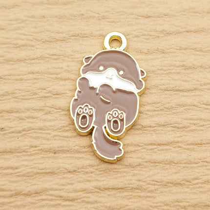 10pcs Cute Cat Rabbit Snake Sheep Charm Jewelry Accessories Enamel Necklace Earring Pendant Diy Making Alloy Metal Gold Plated