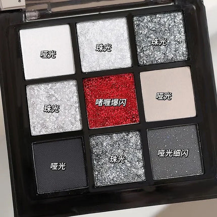 9 Colors Smoky Black Red Eye Shadow Palette Sweet Cool Eyeshadow Long Lasting Shimmer Eyes Makeup Dark Pressed Glitter Eyeshadow