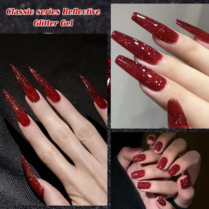 8ml Reflective Glitter Gel Nail Polish Nail Art Shiny Effect Semi Permanent UV  LED Gel Varnish Manicure DIY Nail Supplies