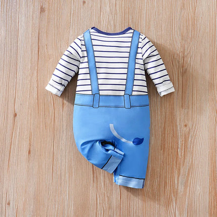 Baby Clothes Cute Cartoon Elephant Print Comfortable And Soft 0-18 Boys And Girls Spring And Autumn Long Sleeved Baby Jumpsuit