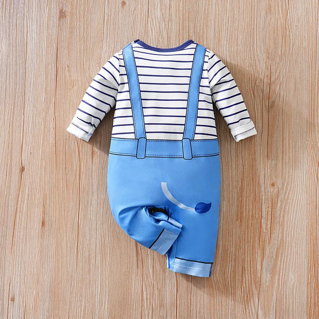 Baby Clothes Cute Cartoon Elephant Print Comfortable And Soft 0-18 Months Boys And Girls Spring And Autumn Long Sleeved Baby Jumpsuit