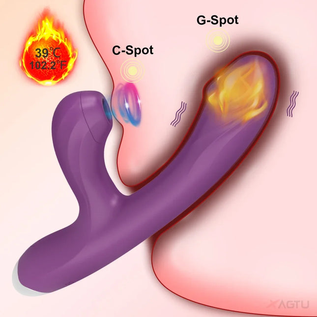 Clit Sucker 2-in-1 Vibrator Dildo for Women G-Spot Clitoris Vacuum Stimulator Heating Dildo Female Sex Toy Adults Goods 18+
