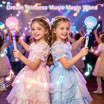 Children's Glowing Musical Shell Magic Wand, Dreamy Fairy Princess Flashing Magic Wand, Magic Props for Girls' Role-Playing Party Costumes, Stage Performance Interactive Light-Up Wand, Perfect Children's Gift, Children's Nove