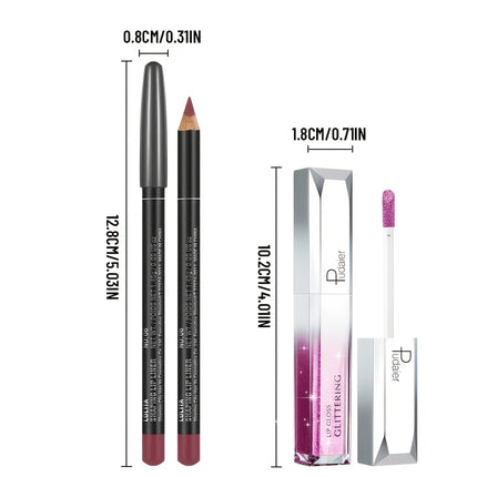 Silky Matte Lip Liner & Metallic Gloss Duo | All-Day Wear, Smooth Definition & High-Shine Finish | Gift Set for Everyday & Bold