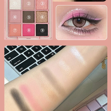 9 Colors Dark Punk Smoked Eyeshadow Palette Blue Black Pearl Matte Eye Shadow Makeup Palette Brightening Shimmer Lying Silkworm