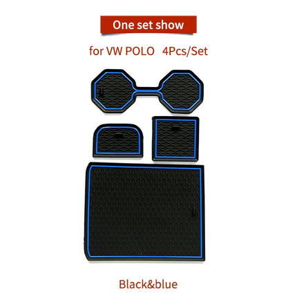 for VW Volkswagen POLO MK6 AW 2018 - 2023 Anti-slip Gate Slot Mat Car Door Groove Cup Pad Interior Accessories