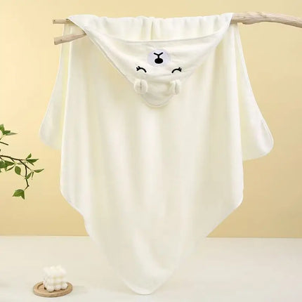 Customized Name Cartoon Animal Baby Bath Towel Soft Newborn Hooded Absorbent Infant Towel with Cap - Baby Shower Gift