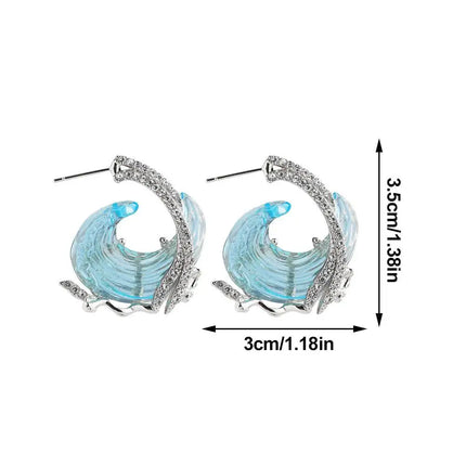 1/3PCS Ocean's Oath Wave Decorative Ring Necklace Earrings Jewelry Set For Women Gift Fashion Sky Blue Decoration Jewelry Gift
