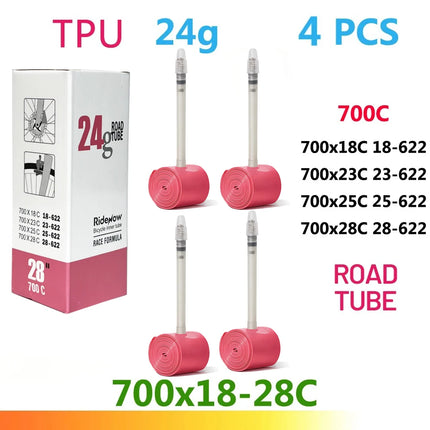RideNow TPU Road Bicycle Inner MTB Tube 700x25C Tire Gravel Bike Accessories 29x1.5 1.9 Tires Patch Kit 24 36 45g Ride Now Tubes