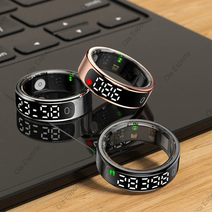 New Smart Ring R13 LED Display Screen Gesture Sweep Video Heart Rate Sleep Monitor 5ATM Waterproof Wireless Charging Rings 2025