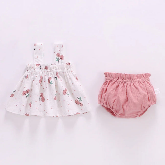 Lawadka Summer Thin Newborn Baby Girls' Clothes Set: Print Mini Dress and PP Shorts, 2-Piece Infant Baby Clothing Outfit 2024