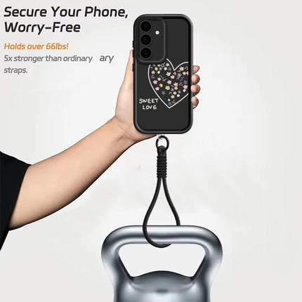 Sweet Love Hearts Lanyard Phone Case For Samsung Galaxy S25 S24 FE S23 S22 Ultra S25 Edge A56 A16 A17 A26 A55 A15 A54 5G Cover
