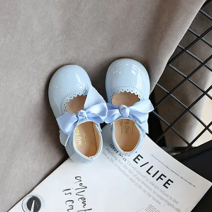 Toddlers Girls Shoes Children's Flats PU Patent Leather Kids Dress Shoes Soft Cute Princess Sweet With Butterfly-knot Bowtie New