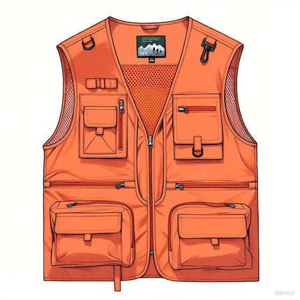 2025 Summer Men's Tank Top Outerwear, Casual Men's Photographer Vest, Mesh Work Sleeveless Jacket, Tool Pocket Tank Top, 5XL