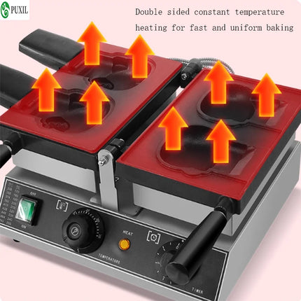 Ice Cream Cone Kitty Waffle Machine, Electric Kitty Cat Bread Waffle Machine, Open Mouse Waffle Maker Machine, 220V