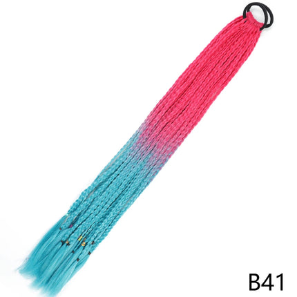 AZQUEEN Synthetic Gradient Color Dirty Braided Ponytail 60CM Elastic Rubber Band Braiding Pony Tail Hair Extensions For Girls