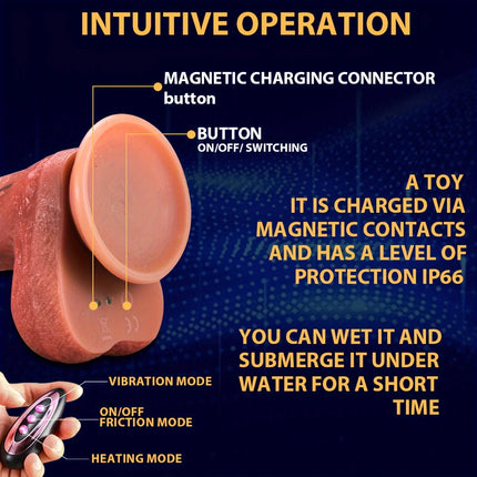 9inch Realistic Silicone Dildo Vibrator with Thrust Function G-Spot Anal Butt Plug 10 Thrust Modes 10 Vibration Settings for Ple