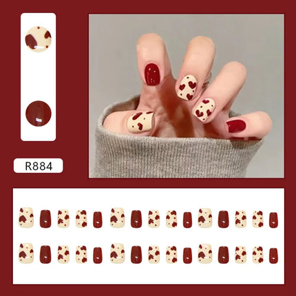 Thousands Stars 24 Pcs Press on Nails Pink Nail Polish Glossy Artificial Finger Manicure Reusable False Nails for Women