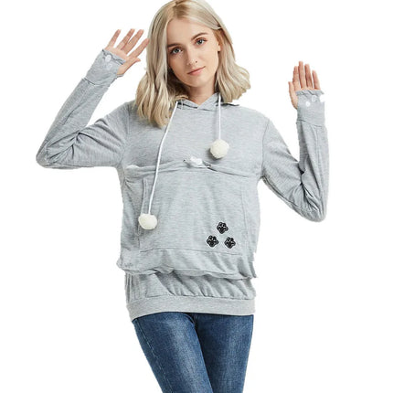 Cat Lovers Hoodies Pouch Dog Pet Hoodies For Casual Kangaroo Pet Paw Pullovers Cuddle Pouch Sweatshirt Pocket Animal Ear Hooded