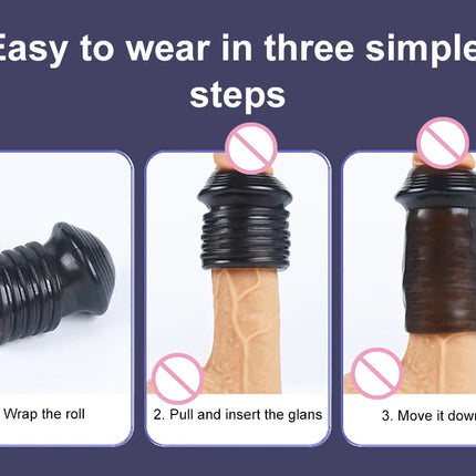 Reusable Penis Sleeve Glans Penis Enlarger Extender Delay Ejaculation Anal Butt Plug Adult Sex Toys For Men Couples Sexshop