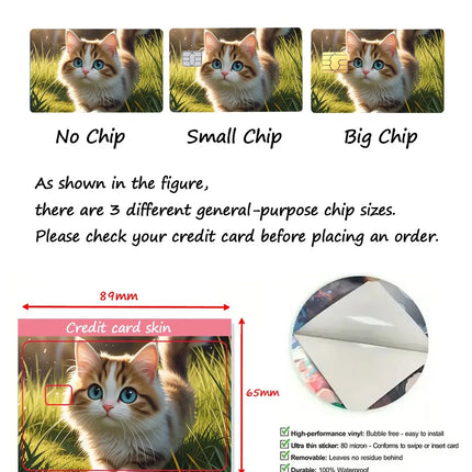 Cartoon Kawaii Chiikawas Credit Card Skin Stickers Cute Matte Sticker for VISA JCB Mastercard and Other IC Card Decorative
