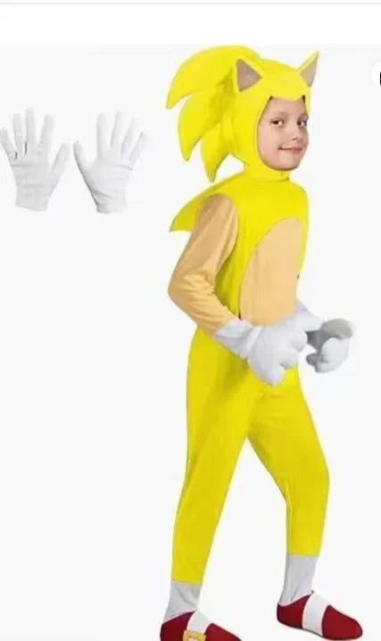 ★The Sonic Kid Series Cosplay Children's Costumes Hedgehog  Jumpsuit Anime Sonic Cosplay Kid Costume Stage Performance❤