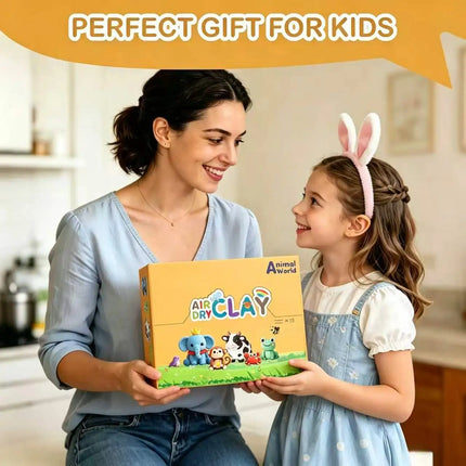 Air Dry Clay Kit with 12 Animal Molds, Full DIY Tools & Guides, Soft Non-Sticky Clay, Creative Gift for Children’s Day
