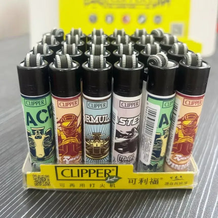 24Pcs Clipper Mini Flint Wheel Lighter Butane Refillable Cigarette Lighter, Cool Men's Gift & Smoking Accessories
