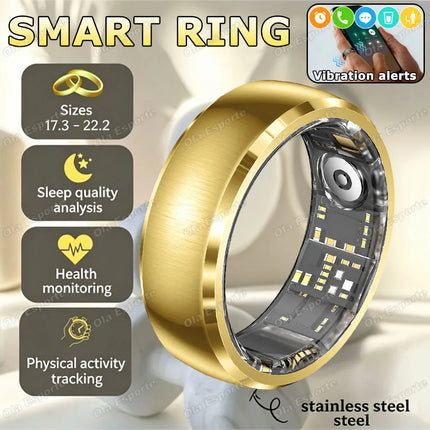 Upgraded Vibration Reminder Smart Ring Waterproof Health Monitor Heart Rate&Sleep Monitoring Message Alert Alarm Clock Smartring