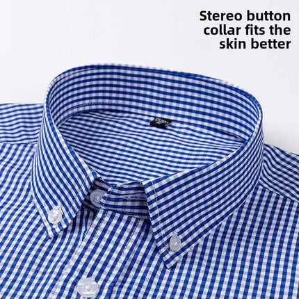 Thin Spring Summer 100% Cotton Shirts for Men Long Sleeve Checkered Dress Shirt Mens Blue Green  Men Clothing  Button Up Shirt