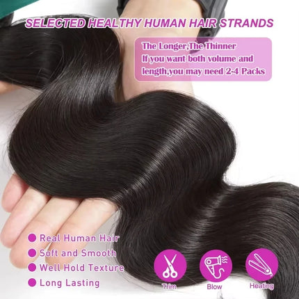 28 30 32 Inch Body Wave 1 3 4 Bundles Brazilian Remy Unprocessed Raw Virgin Human Hair Wavy Double Bundles Weave Extensions