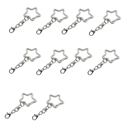 10Pcs 360 Rotate Spring Snap Keychain Multi Styles Star Heart Star Shaped Clasp Open Jump Ring Spring Snap Keyring Pendant