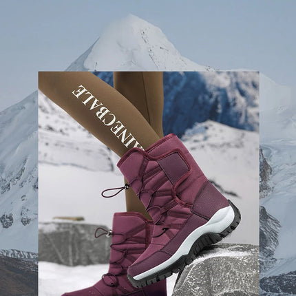 Brand Men's Winter Shoes Waterproof Men's Boots Warm Plush Couple Snow Boots Outdoor Non-slip Hiking Boots Men Work Ankle Boots