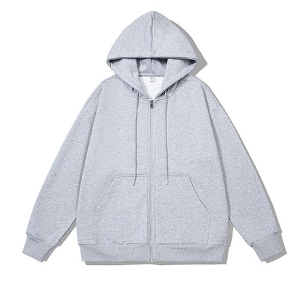 Men's Long Sleeve Zipper Hoodie Autumn Winter Fashion Casual Loose Fit Sweatshirt Sportswear Male Outfit