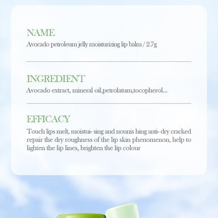 1/2/3pcs Avocado Moisturizing Lipstick Lip Balm Nourishing Repairing Hydrating Beauty Lips Plumper Skin Care Products