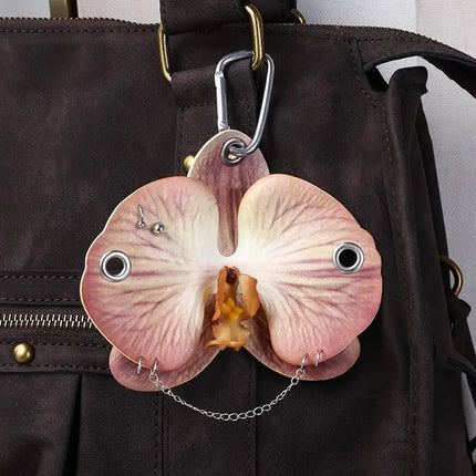 Sweet Exquisite Simulation Flower Phalaenopsis Orchid Keychain Backpack Pendant Decoration Accessories Car Key Ring Gifts