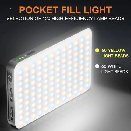 Portable Selfie Light Phone Fill Light 3000mAh Rechargeable Video Photography Light 120 LED 2500K-9000K Dimmable for Live Vlog