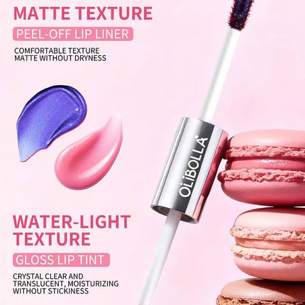 Double-headed Peel Off lip Tints/Stains Plump Lip Gloss Natural Waterproof Non Stick Cup Soft Nude Brown Tattoo Lip Liner Makeup