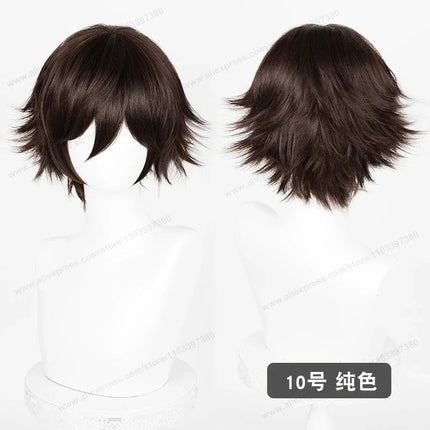 Anime Upgraded 32cm Short Flipped Ends Cosplay Wig Green Blue Purple Pink Man Women Heat Resistant Synthetic Hair