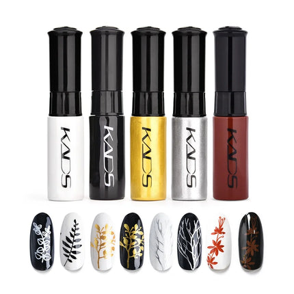 KADS 5/4 Pcs Stamping Varnish Set Nail Stamping Polish Kit Black Nail Art Polish Manicure Stamping Lacquer for Template Nails