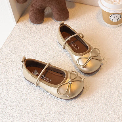 Girls' Loafer Shoes Round-toe Versatile Kids Leather Shoe Spring Autumn Bowknot New Children's Flats for Princess Ballet Fashion